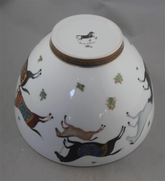 A Hermes Cheval dOrient pattern punch bowl, modern, 26.5cm diam., complete with original box